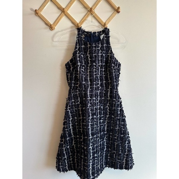 Banana Republic Heritage Collection Dress Blue White Fringe Cotton Size 0 - Picture 11 of 11